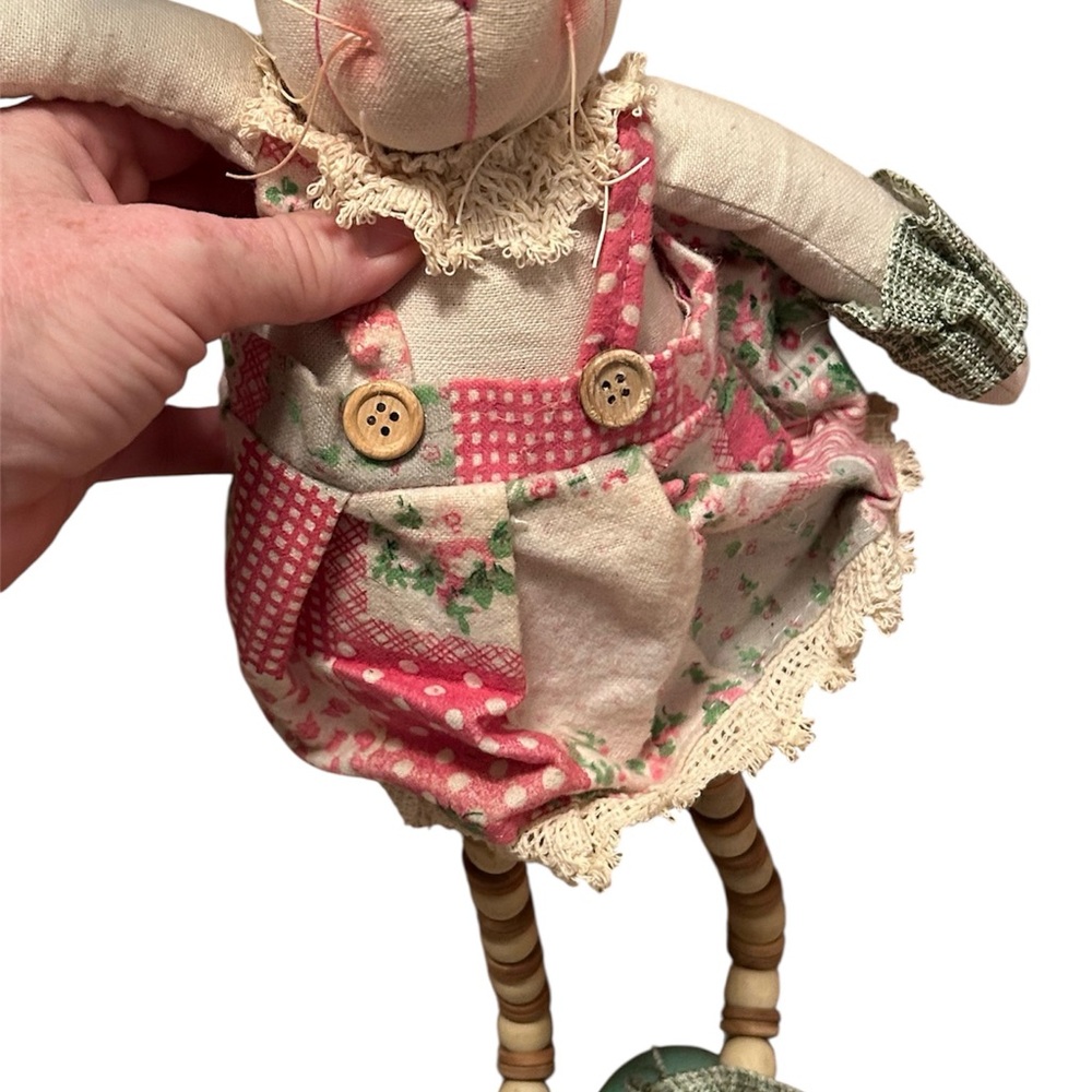 Patchwork Rag Doll with Pink and Green Dress